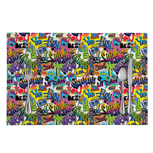 Colorful Graffiti Pattern Print Placemat