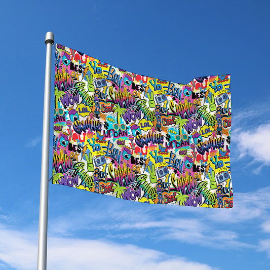 Colorful Graffiti Pattern Print Polyester Flag