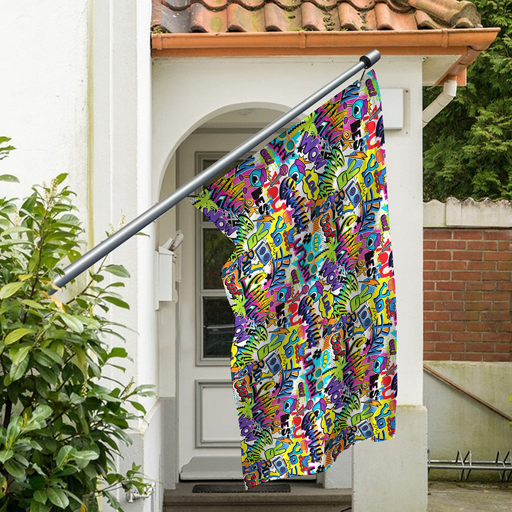Colorful Graffiti Pattern Print Polyester Flag