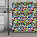 Colorful Graffiti Pattern Print Polyester Shower Curtain