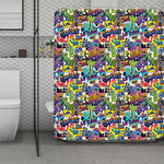 Colorful Graffiti Pattern Print Polyester Shower Curtain