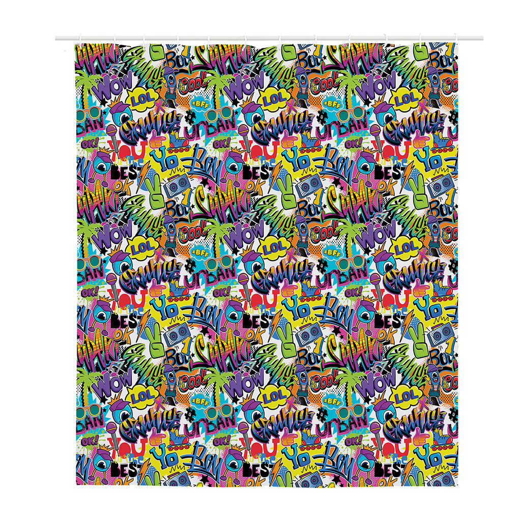 Colorful Graffiti Pattern Print Polyester Shower Curtain