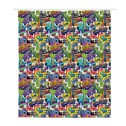 Colorful Graffiti Pattern Print Polyester Shower Curtain