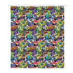 Colorful Graffiti Pattern Print Polyester Shower Curtain