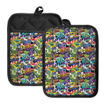 Colorful Graffiti Pattern Print Pot Holders With Pocket
