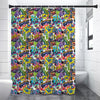 Colorful Graffiti Pattern Print Premium Shower Curtain