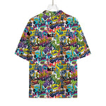 Colorful Graffiti Pattern Print Rayon Hawaiian Shirt