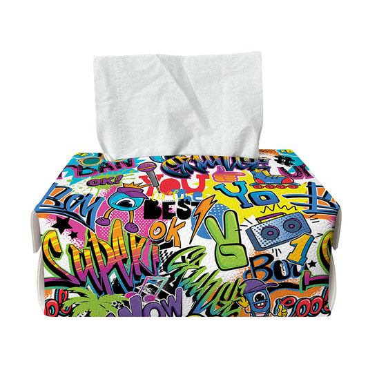 Colorful Graffiti Pattern Print Rectangle Tissue Box Cover