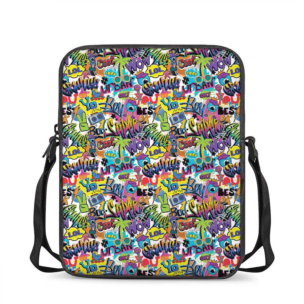 Colorful Graffiti Pattern Print Rectangular Crossbody Bag