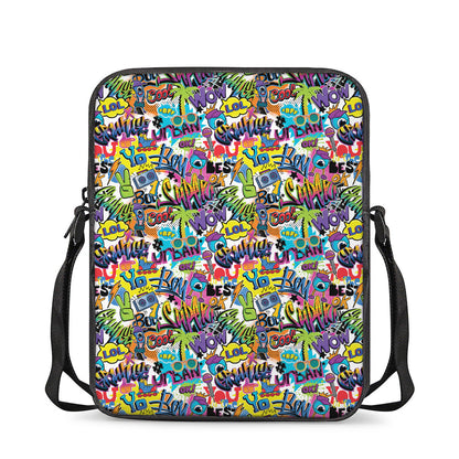 Colorful Graffiti Pattern Print Rectangular Crossbody Bag