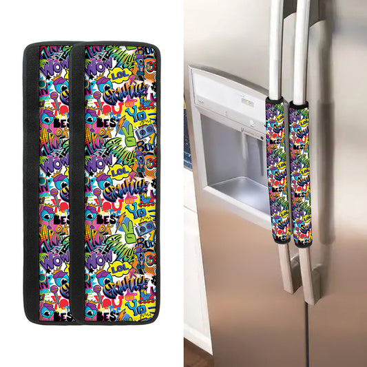 Colorful Graffiti Pattern Print Refrigerator Handle Covers