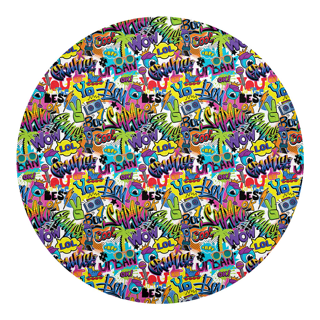 Colorful Graffiti Pattern Print Round Blanket