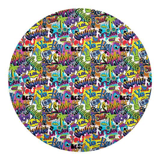 Colorful Graffiti Pattern Print Round Blanket