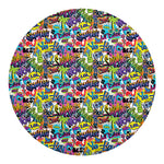 Colorful Graffiti Pattern Print Round Blanket