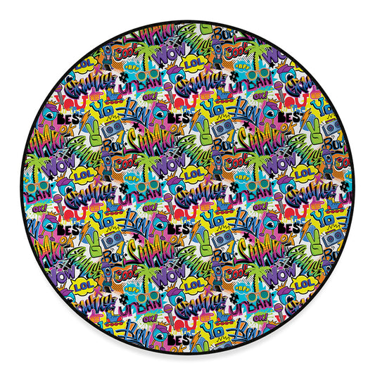 Colorful Graffiti Pattern Print Round Floor Mat