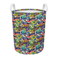 Colorful Graffiti Pattern Print Round Laundry Basket