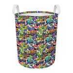 Colorful Graffiti Pattern Print Round Laundry Basket