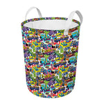 Colorful Graffiti Pattern Print Round Laundry Basket