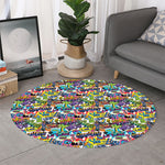 Colorful Graffiti Pattern Print Round Rug