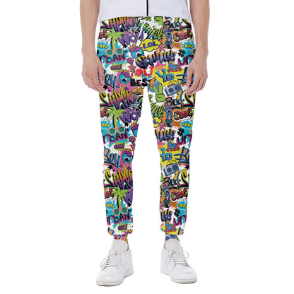 Colorful Graffiti Pattern Print Scuba Joggers