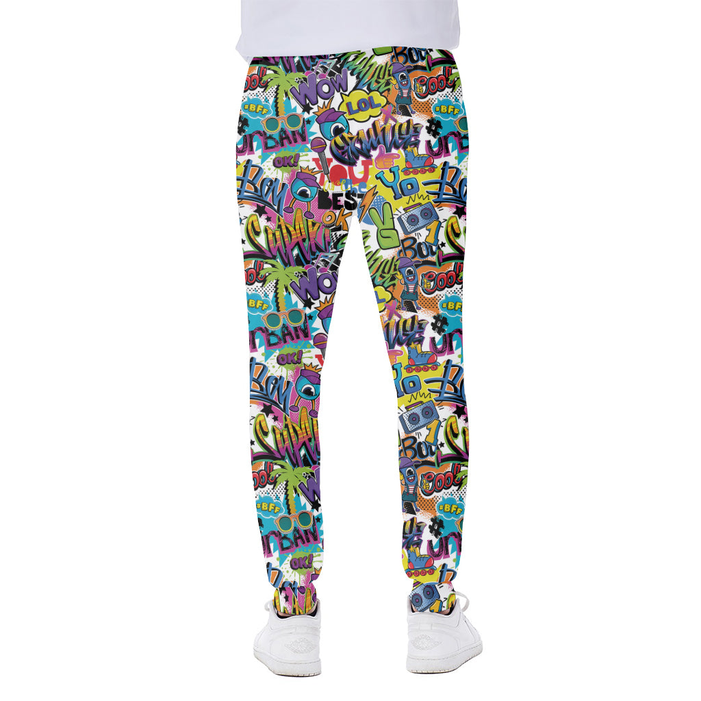 Colorful Graffiti Pattern Print Scuba Joggers