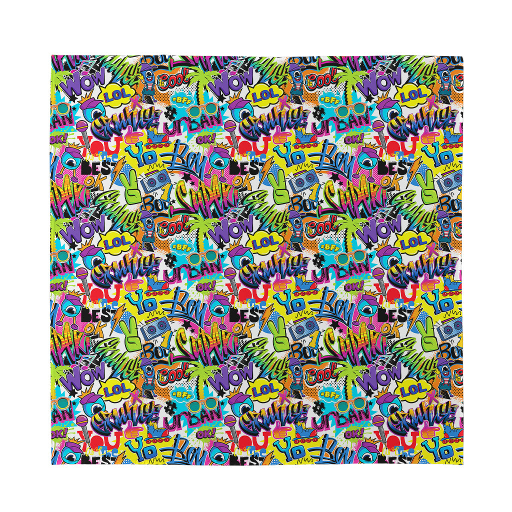 Colorful Graffiti Pattern Print Silk Bandana