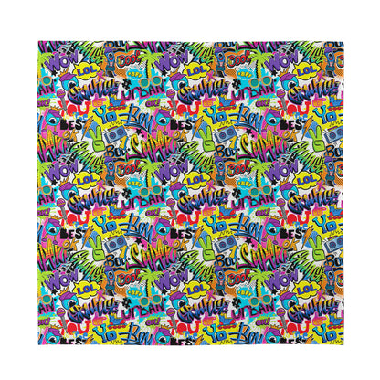Colorful Graffiti Pattern Print Silk Bandana