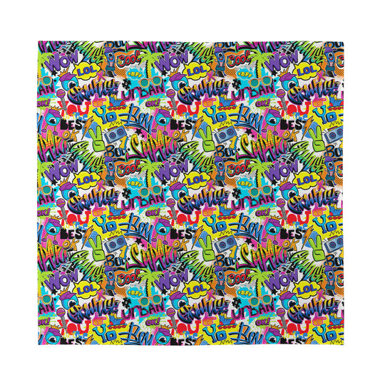 Colorful Graffiti Pattern Print Silk Bandana