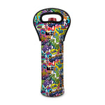 Colorful Graffiti Pattern Print Single Neoprene Wine Tote