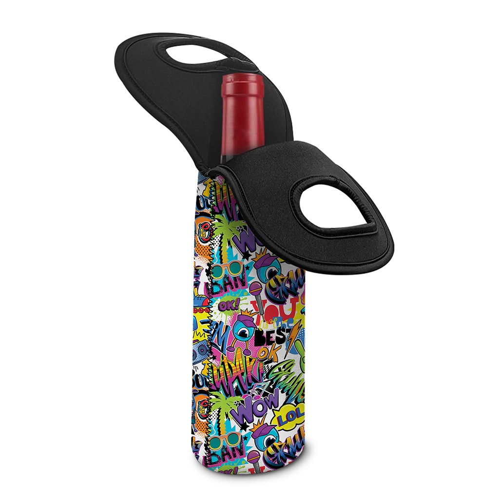 Colorful Graffiti Pattern Print Single Neoprene Wine Tote