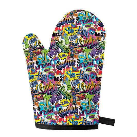 Colorful Graffiti Pattern Print Single Oven Mitt