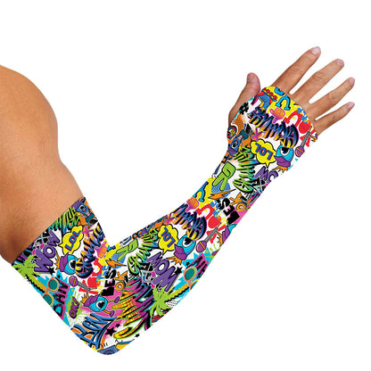 Colorful Graffiti Pattern Print Sun Protection Arm Sleeves