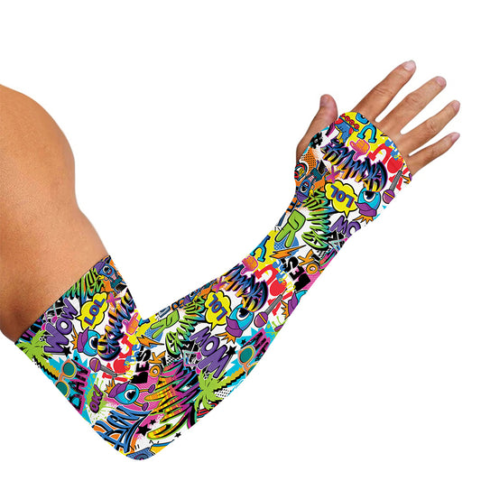 Colorful Graffiti Pattern Print Sun Protection Arm Sleeves
