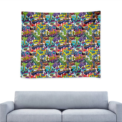 Colorful Graffiti Pattern Print Tapestry