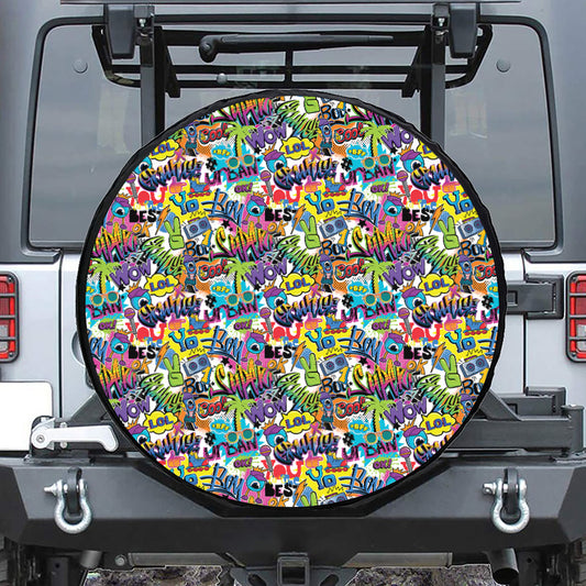 Colorful Graffiti Pattern Print Tire Cover