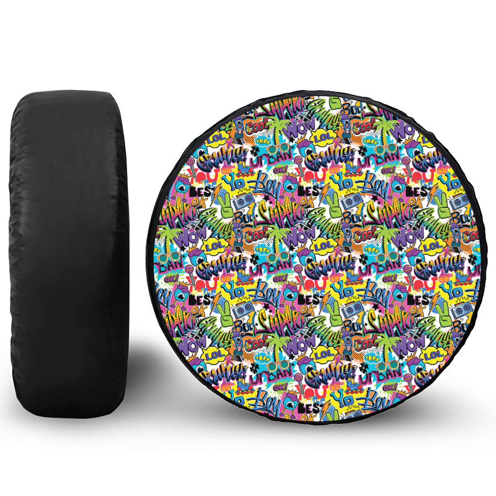 Colorful Graffiti Pattern Print Tire Cover