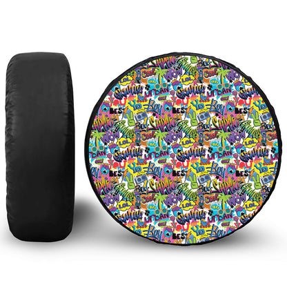 Colorful Graffiti Pattern Print Tire Cover