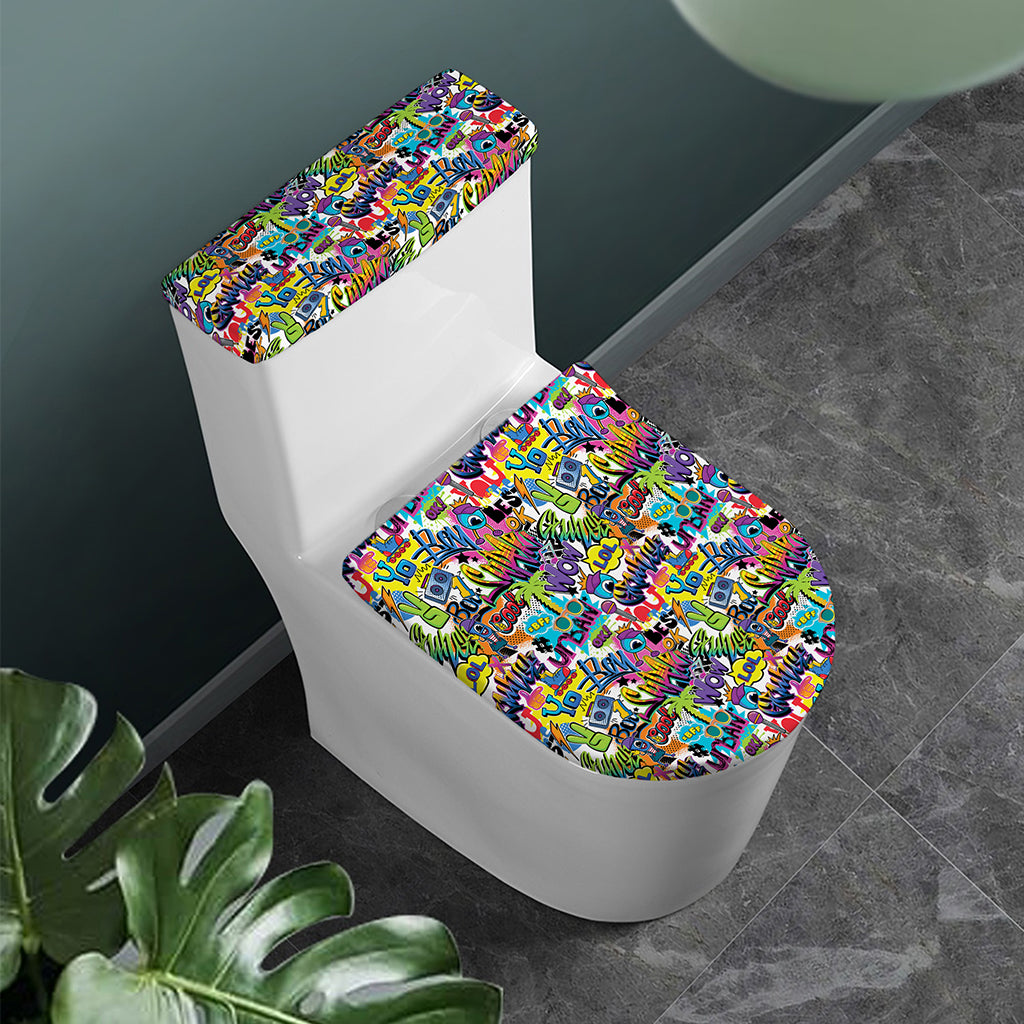 Colorful Graffiti Pattern Print Toilet Lid And Tank Cover Set