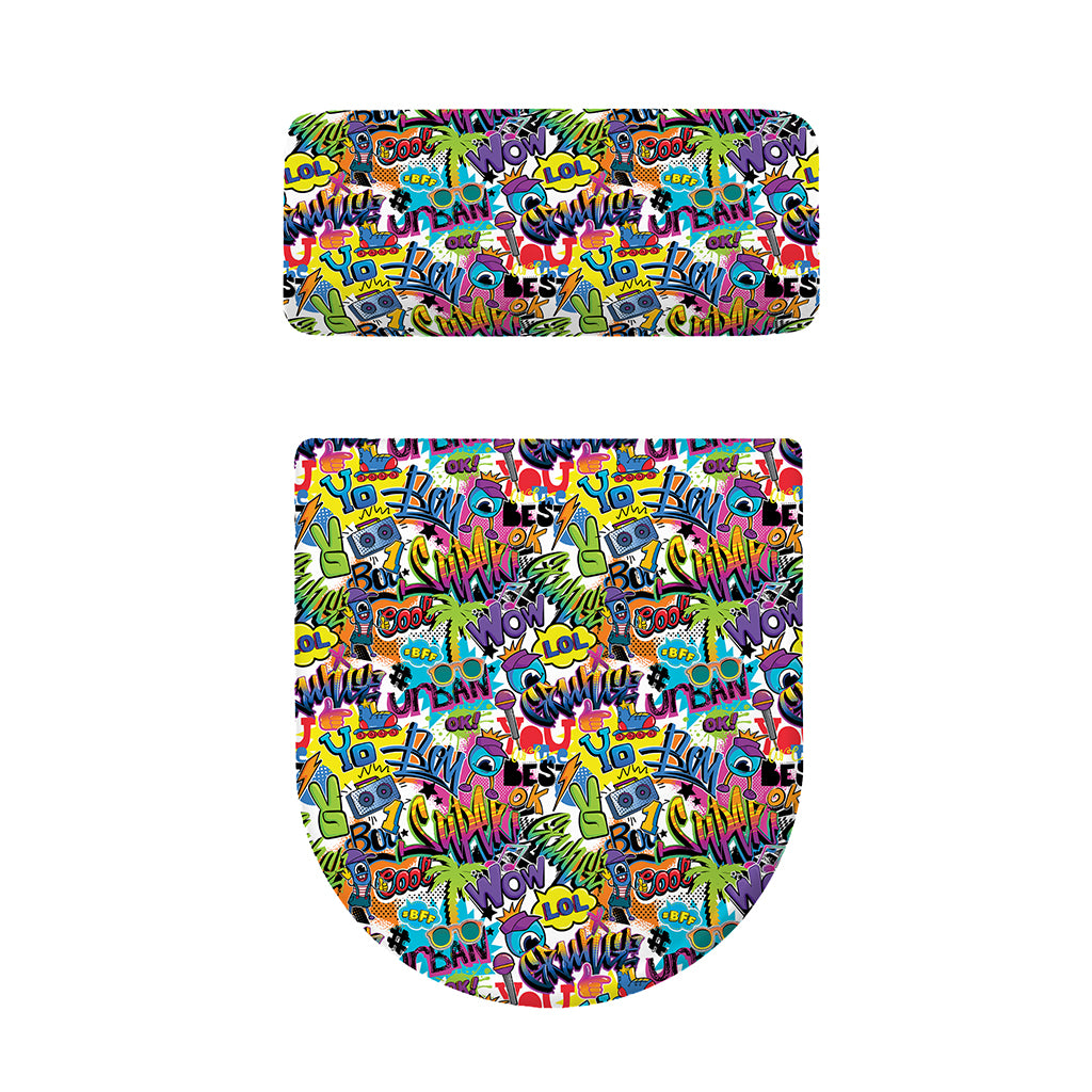 Colorful Graffiti Pattern Print Toilet Lid And Tank Cover Set