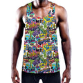 Colorful Graffiti Pattern Print Men's Workout Tank Top
