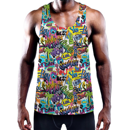 Colorful Graffiti Pattern Print Training Tank Top