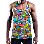 Colorful Graffiti Pattern Print Training Tank Top