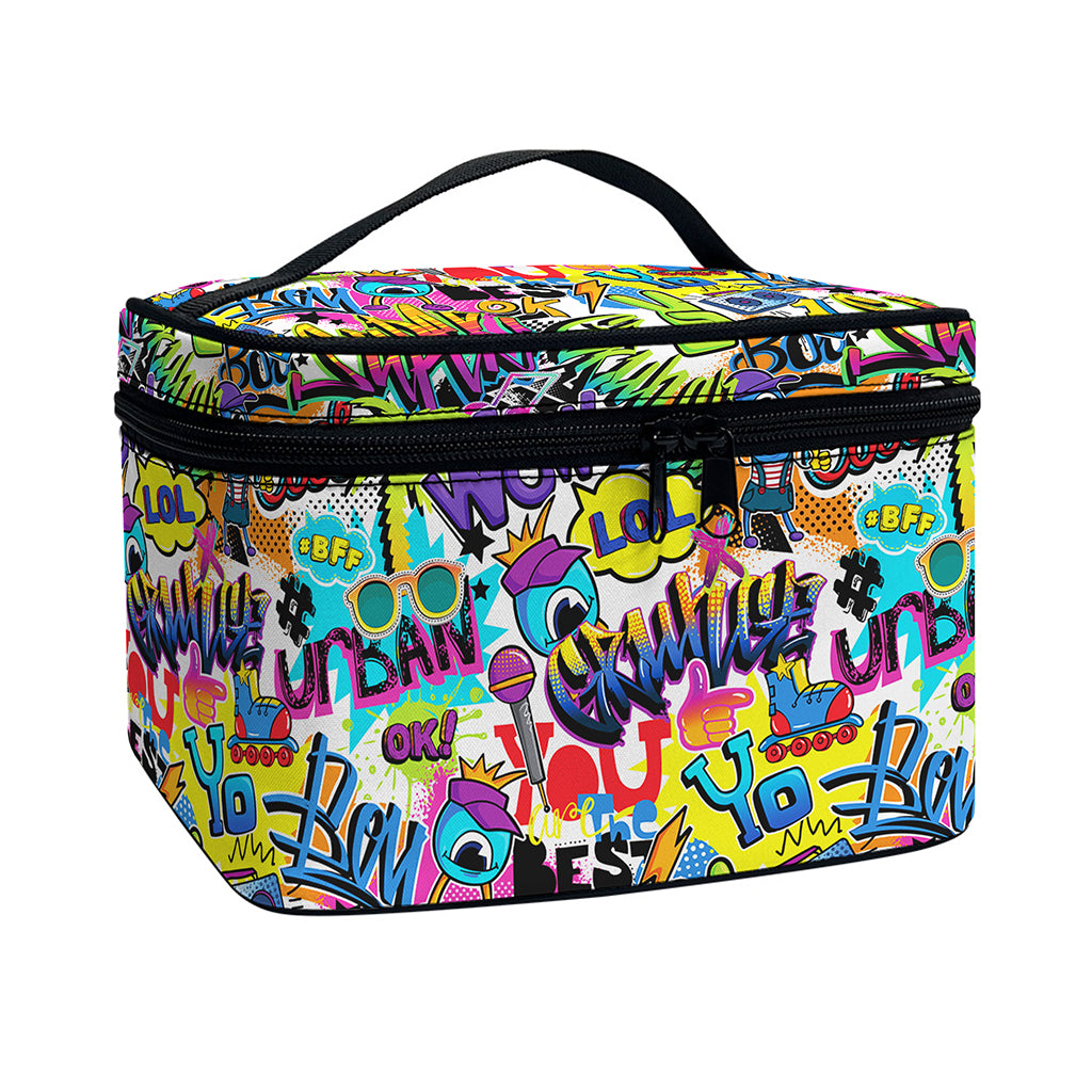 Colorful Graffiti Pattern Print Travel Makeup Bag