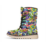 Colorful Graffiti Pattern Print Winter Boots