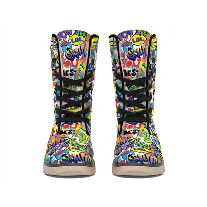 Colorful Graffiti Pattern Print Winter Boots