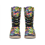 Colorful Graffiti Pattern Print Winter Boots