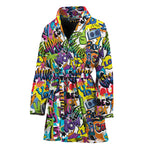 Colorful Graffiti Pattern Print Women's Bathrobe