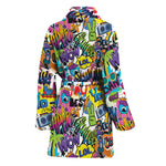 Colorful Graffiti Pattern Print Women's Bathrobe