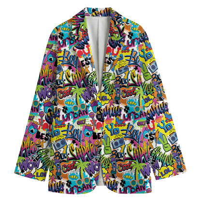 Colorful Graffiti Pattern Print Women's Blazer