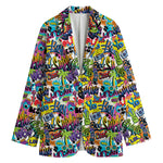 Colorful Graffiti Pattern Print Women's Blazer